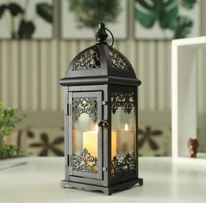 Linterna de Metal de Color negro de alta calidad hecha a mano y tarro de vela único para decoración del hogar decoración de boda linterna colgante - Product Image 2