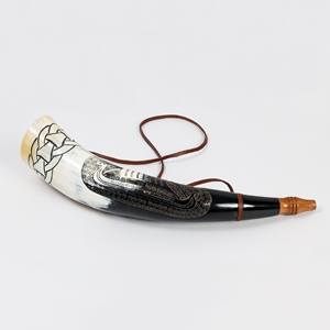 Cuerno de búfalo natural hecho a medida que sopla y cuerno de polvo con soportes de correa de cuero pulido Decoración de Navidad de estilo animal - Product Image 4