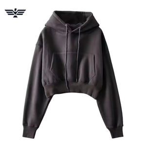 Sudadera con capucha de invierno de Color personalizado para mujer, superventas de 2025, estilo callejero, diseño de punto, ropa de invierno de moda corta larga - Product Image 1