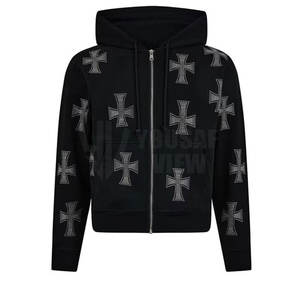 ชุดวอร์มมีฮู้ดสำหรับผู้ชายประดับพลอยเทียมมีฮู้ดพิมพ์ลายลายสไตล์ฤดูหนาว - Product Image 5