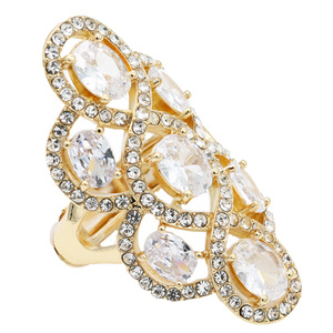 Anello per eternità alla moda placcato in oro con pietra trasparente CZ alla moda 18K placcatura 18K misura libera CZ anello intarsio gioielli in lega