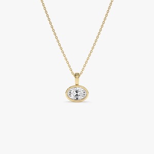 Pendentif Charme Exquis Fait Main en Diamant de Laboratoire de Forme Ovale Ouest-Œst 1,00 Ct E-F VS Or 14K, Cadeau d'Anniversaire de Mariage - Product Image 2