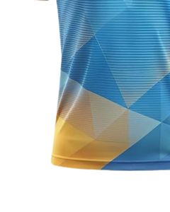 Polo homme personnalisé, bleu ciel, jaune, imprimé géométrique, manches courtes, t-shirt de golf, polyester respirant, vêtements décontractés, OEM personnalisé - Product Image 6
