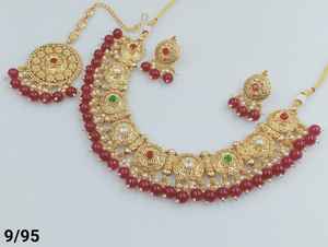 INDIAN TRADITIONAL and FASHIONABLE COPPER <b>JEWELLERY</b> BRIDAL WEDDING <b>JEWELLERY</b> <b>SET</b> for WOMEN EARRINGS and NECKLACE <b>SET</b> - Product Image 2