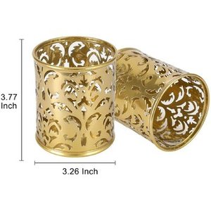 Porte-stylo en métal rond doré personnalisé au design classique Organisateur de bureau fait main pour un rangement élégant - Product Image 4