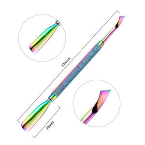 MORGANS INDUSTRIES Dual-End Stainless Steel Nail Pusher <b>Tool</b> 128mm Reusable Durable Manicure/<b>Pedicure</b> Double Head Design Rainbow - Product Image 2