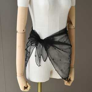 Bridella VG86-B <b>Ethnic</b> <b>Scarf</b> <b>Shawl</b> Black Pearl Mesh Soft Drape Warm Wrap Alluring Traditional Accessory for Weddings Proms - Product Image 1