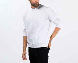 <b>Mens</b> Solid <b>White</b> Crewneck <b>Sweatshirt</b> 100% Cotton Winter Casual Streetwear - Product Image 1