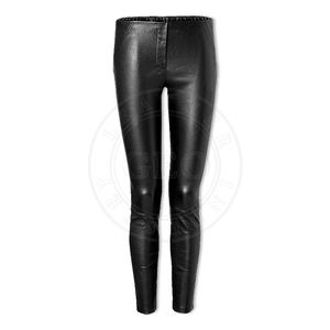 Pantalon en cuir noir de la robe des femmes, collection de saison de mode d'OEM - Product Image 1