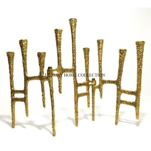 Set of 2 Different Sizes Gold Polished Candle Holders Top Selling Handmade Simple Designing Indoor and Outdoor Candle Holders - Product Image 2