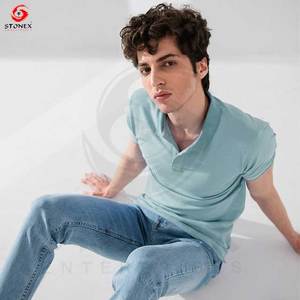 220gsm T-shirt polo en coton personnalisé avec col raide Polo pour hommes à manches courtes tricoté vierge à manches courtes chemises habillées pour hommes - Product Image 6