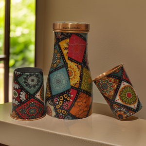 ขวดน้ำทองแดงบริสุทธิ์มาใหม่วินเทจขวดน้ำ100% กันรั่วพร้อมแก้ว2ใบออกแบบได้ตามต้องการสำหรับขวดน้ำโอ๊ะข้างเตียง - Product Image 1