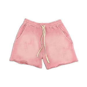 Venta al por mayor de pantalones cortos de gimnasio para hombre Vintage Sun Faded Acid Wash 100% algodón pesado personalizado serigrafía Logo Streetwear malla sólida - Product Image 2