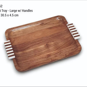 Plateau en bois d'acacia à la vente, plateau de service design, plateau de service en bois, plateau de service pour café, thé, fruits, moderne, rectangulaire, décoratif - Product Image 1