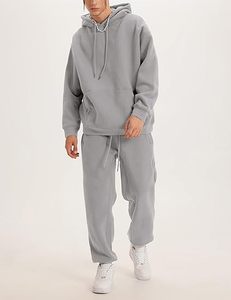 Hombres clásicos de algodón polar con capucha pulóver Casual Loose Fit Streetwear traje de invierno - Product Image 4