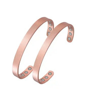 Bracelet en cuivre pur à 100 %, écologique, vintage, plaqué cuivre antique, pour femmes et hommes, avec cristaux/strass, pour soulager l'arthrite