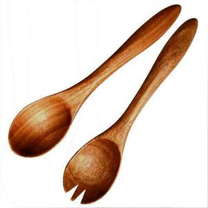 Juego de Utensilios para Ensalada de Madera de Acacia Personalizables, Resistentes al Calor y Aptos para Lavavajillas, Estilo Americano, Cucharas y Tenedores para Bodas - Product Image 2