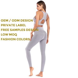 Wholesale High Quality <b>Women</b> Fitness Sportswear Gym Running Workout Active Wear Mesh Bra And Pants Yoga Sets - Product Image 3