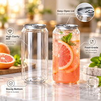 Boîtes de boissons en PET transparentes avec couvercle, logo personnalisé, bocaux en plastique pour emballages de café froid et de jus de fruits
