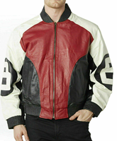 Blouson aviateur en cuir sur mesure veste numéro 8 style de course rétro rouge noir blanc pour hommes vente en gros