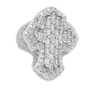 11.00Ct VVS Moissanite or jaune rond et baguette diamant Hip Hop bague de fiançailles pour homme en argent sterling 925 - Product Image 5