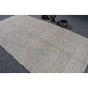 Alfombra turca vintage de 5,5x10,7 pies, estilo bohemio gris, respetuoso con el medio ambiente, Jacquard Technics, respaldo de látex de lana, Patchwork - Product Image 4
