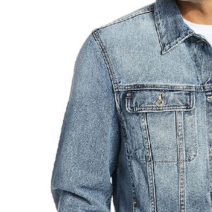 Vestes en jean pour hommes à capuche et col montant enduit de qualité supérieure avec étiquette personnalisée de Offre Spéciale à la mode et prix compétitif - Product Image 3