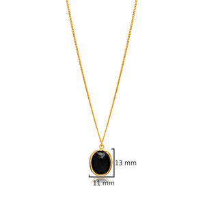 Piedra de cuarzo negro ovalada 22K oro bisel plata encanto collar 925 Plata turca venta al por mayor joyería delicada hecha a mano - Product Image 2