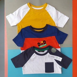 Verano bebé Casual camisa de manga corta nuevo niño cuello redondo Color sólido 100% tela de lona de algodón - Product Image 5