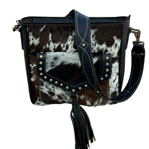 Venta caliente estilo occidental piel de vaca cuero Crossbody Sling bolsos de alta calidad de moda bolsillos delanteros flecos mujeres bolsos de mano - Product Image 1