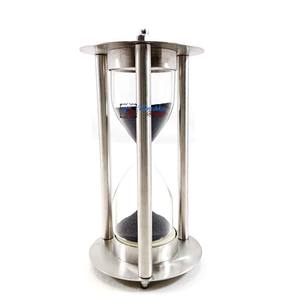 Sablier nautique décor de sable noir argent poli coulée à la main sablier Vintage Marine horloge de bureau à collectionner - Product Image 1