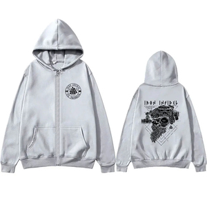 Valhalla เสื้อมีฮู้ดแบบมีซิปแนวยุทธวิธีลายโครงกระดูกนักรบอเมริกันสำหรับผู้ชายผู้หญิงแฟชั่นโอเวอร์ไซส์มีซิปเสื้อโค้ทลำลองสำหรับผู้ชาย - Product Image 5