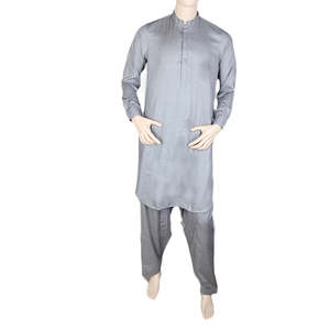 Kameez Shalwar para Hombre - Bordado - Gris - Product Image 4