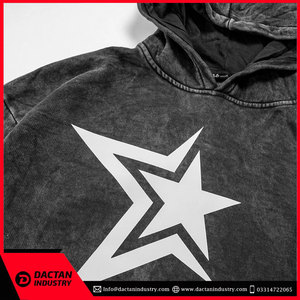 Sweat à capuche pour homme en coton polaire de couleur noire solide fabriqué en usine Offre Spéciale de vente en gros Sweat à capuche surdimensionné délavé à l'acide avec capuche - Product Image 4