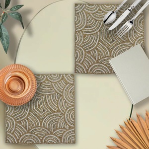 แผ่นรองโต๊ะอาหารปักลายดอกไม้ลูกปัดแก้วสำหรับงานแต่งงานงานคริสต์มาสและงานชุมนุมของครอบครัวสำหรับงานปาร์ตี้ - Product Image 5