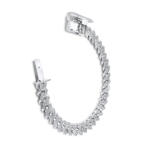 925 <b>Silver</b> <b>Cuban</b> <b>Link</b> Bracelet with Moissanite Diamond Bracelet 8mm Thin Two-Row Iced Out Hip Hop Style for Weddings and Gifts - Product Image 4