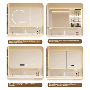 <span class=keywords><strong>Meuble</strong></span> <span class=keywords><strong>de</strong></span> <span class=keywords><strong>salle</strong></span> <span class=keywords><strong>de</strong></span> <span class=keywords><strong>bain</strong></span> mural avec éclairage à capteur, miroir intelligent à coins arrondis, lavabo en céramique et rangement - Product Image 6