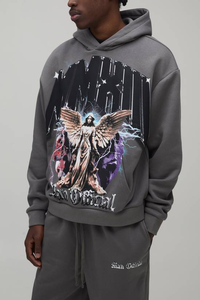 Sweat à capuche unisexe personnalisé, vierge, uni, style Hip Hop, en coton épais, écologique, essentiel, coupe ample, 420 g/m², pour ensemble de survêtement - Product Image 3