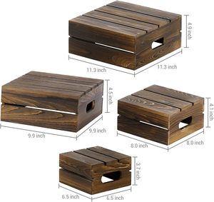 Burnt Wood <b>Cupcake</b> <b>Stand</b> Nesting Cake <b>Stand</b> Appetizer and Dessert Riser Wooden Crate Style Storage Organizer Set of 4 - Product Image 5