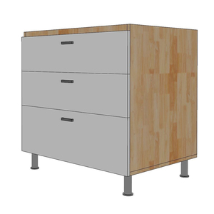 Module d'armoire de cuisine de style Shaker de 80 cm avec 3 tiroirs, base d'évier en MDF, RTA pour appartement MTBD014 - Product Image 2