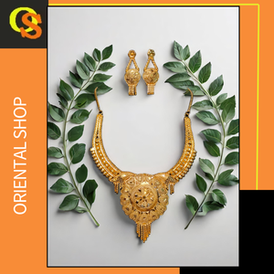 Super venta collar pendientes conjunto con 22K chapado en oro estilo único mujeres usan collar pendientes conjunto joyería por exportadores - Product Image 2