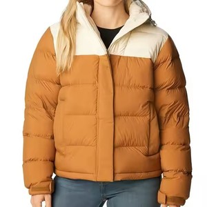 Chaqueta acolchada transpirable con burbujas calentadas para exteriores para mujer, abrigo de lona teñido liso con logotipo personalizado, estilo de moda - Product Image 1