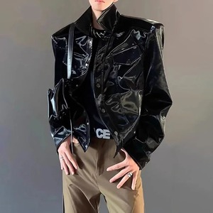 Veste en cuir véritable pour hommes Veste en cuir à épaules brillantes Automne Streetwear Biker en cuir véritable Top à manches longues Vêtements pour hommes - Product Image 2