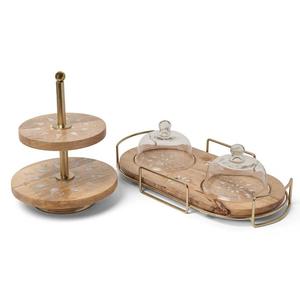 Support de gâteau de Base de vadrouille en bois classique avec des pâtisseries de gâteau élégantes de haute vente servant le support de serveur - Product Image 5