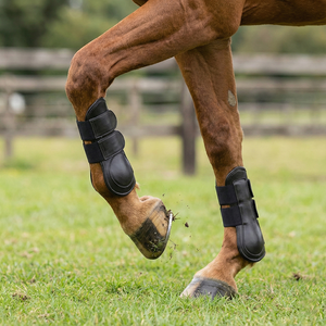 Bottes de protection noires durables avec tissu rembourré doux et maille, couleur personnalisable pour l'entraînement et l'équitation équestre - Product Image 3