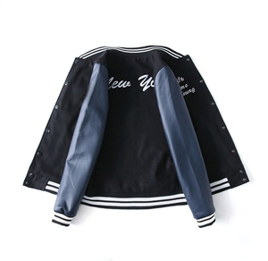 Chaqueta con logotipo bordado personalizado, chaqueta universitaria de alta calidad con mangas de cuero en blanco para hombre, chaquetas de béisbol de lana Retro - Product Image 3