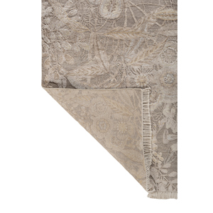 Alfombra Rectangular de Lana y Seda de Bambú Anudada a Mano Pansy Ivory AKWB-3629 con Patrón Floral Abstracto para el Hogar, Pasillo o Sala de Estar - Product Image 5