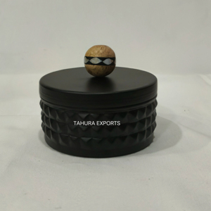 Luxury <b>Black</b> Tabletop Container Handmade Attractive Iron Round Box Storage Box Use for Kitchenware Decorative And Storage - Product Image 1