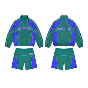 High Quality New Design Custom <b>Men's</b> Windbreaker Short Set Fit Breathable Windbreaker Nylon Tracksuit Set - Product Image 5