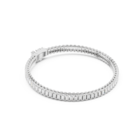 Bijoux en or blanc 18 carats avec diamant de laboratoire certifié IGI, taille baguette, unisexe, classique, pour mariage, fiançailles et cadeau de fête